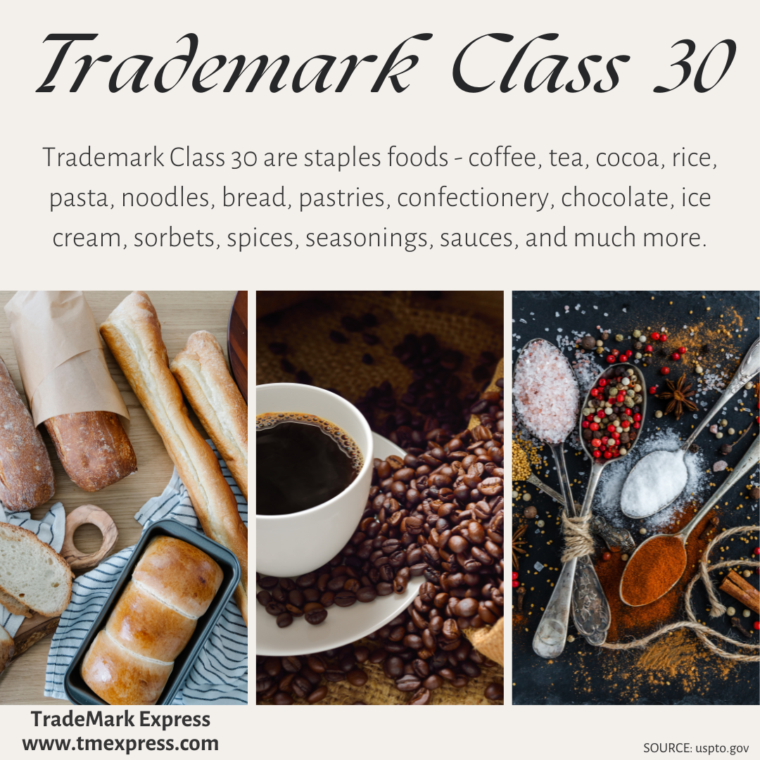 Picture of Trademark Class 30, Staple Foods