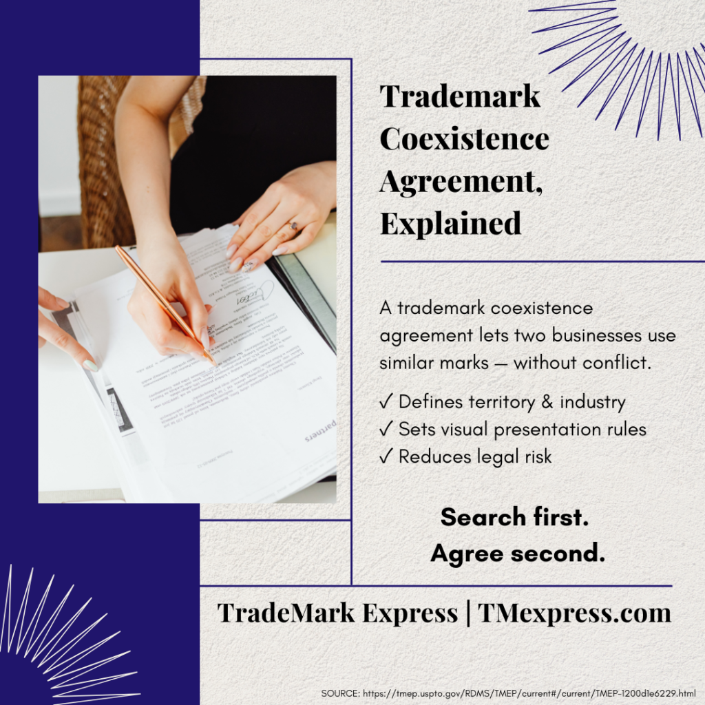 A simple breakdown of what a trademark coexistence agreement covers and why it matters before filing.